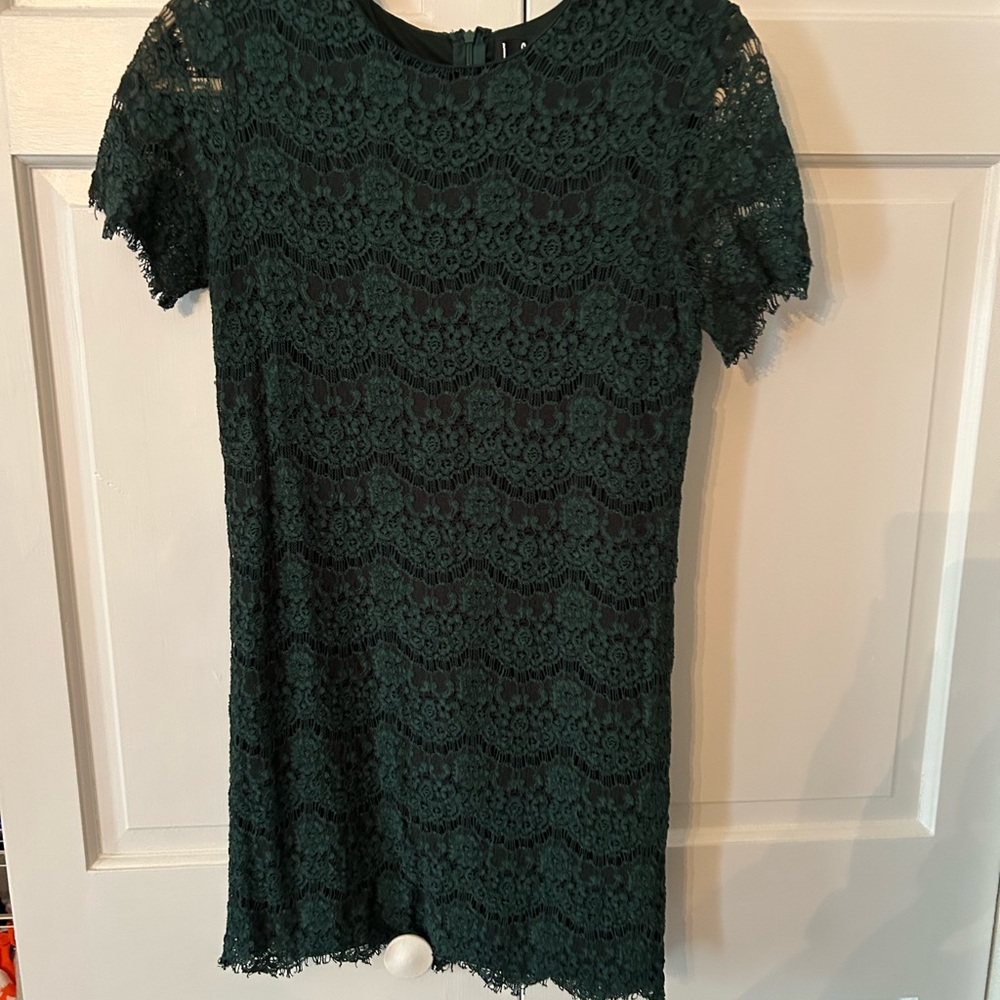 Lulu's Dark Green Lace Mini Dress